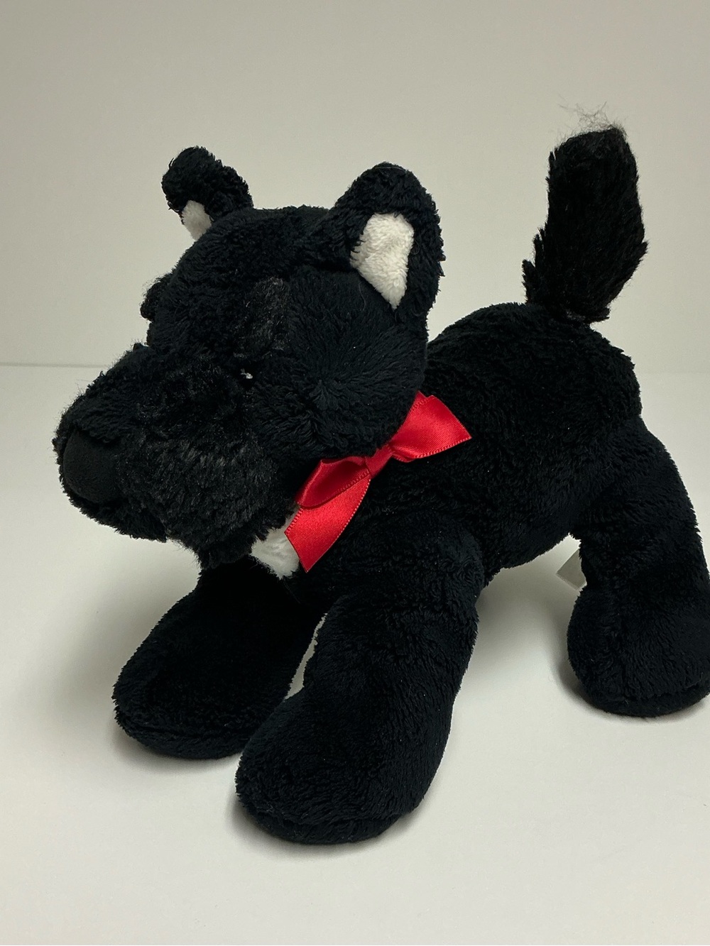 Carter's Black Plush Dog with Red Bow 2015 Retired Stuffed Animal